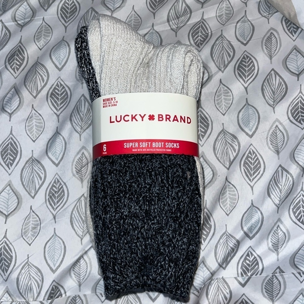 Lucky Brand NWT Boot Socks Women’s Size 5-10 Multicolor 6 Pairs